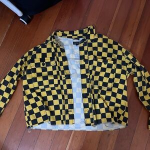 Topshop Black and yellow checkered long sleeve